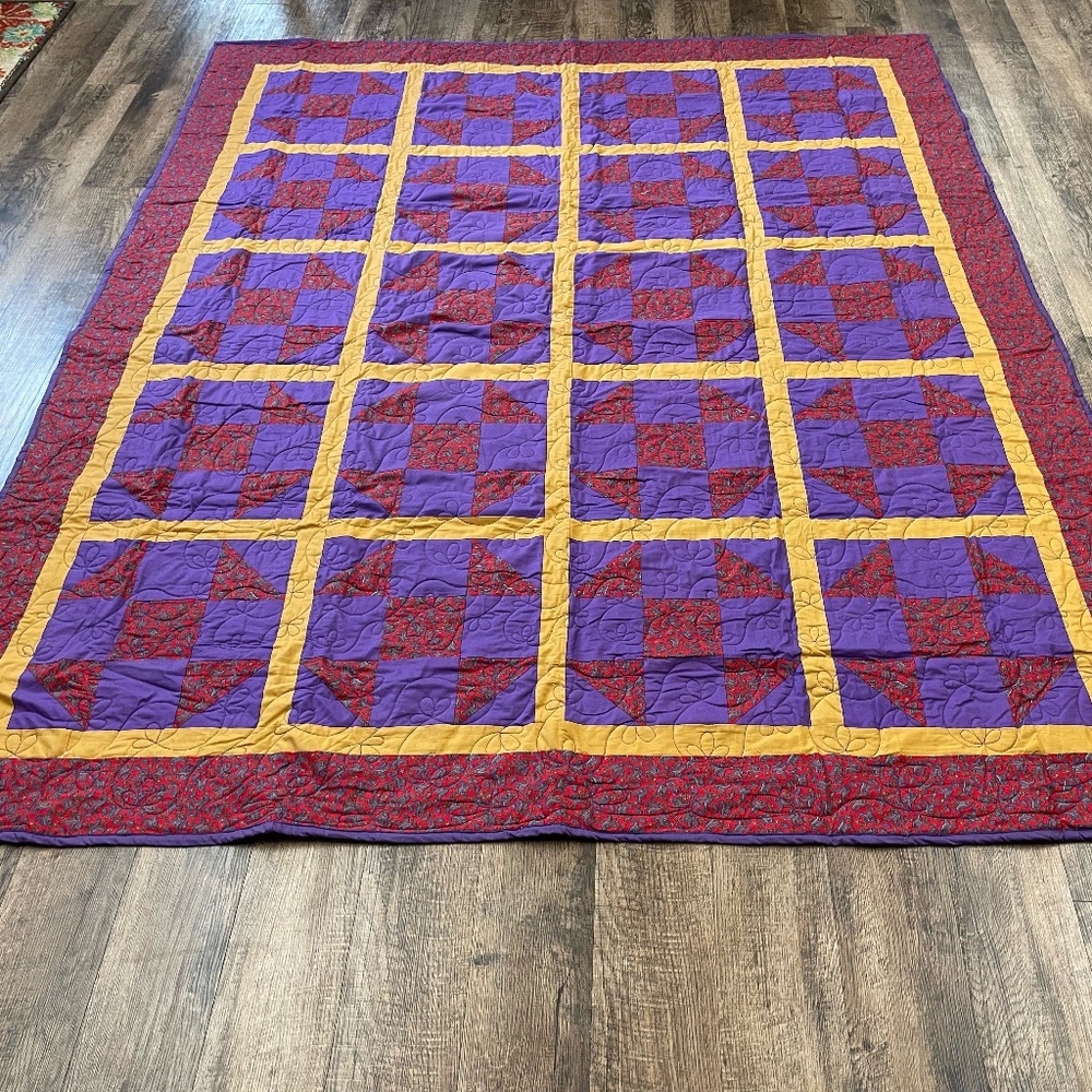 Paisley Shoofly pattern block  Queen Quilt